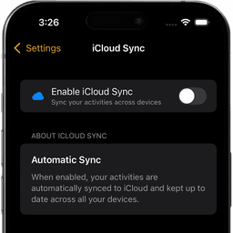 Screenshot of Goshuin Atlas app showing iCloud Sync: Your saved temples stay up-to-date across all your Apple devices automatically.
